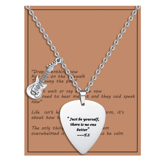 Guitar Pick Necklace Stainless Steel Taylor Inspired Jewelry Accessories Style 3