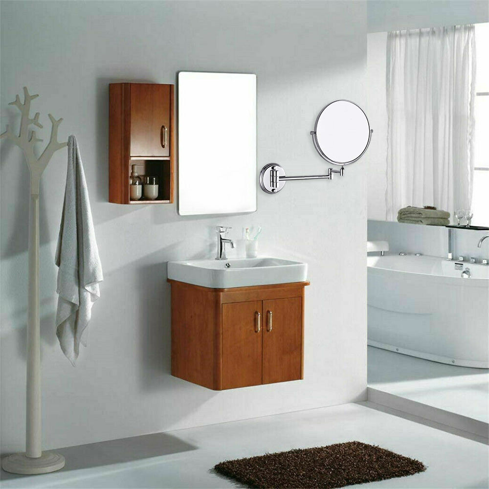 3X Magnifier Extendable Wall-Mounted Makeup Mirror Double-Sided Bathroom Mirror