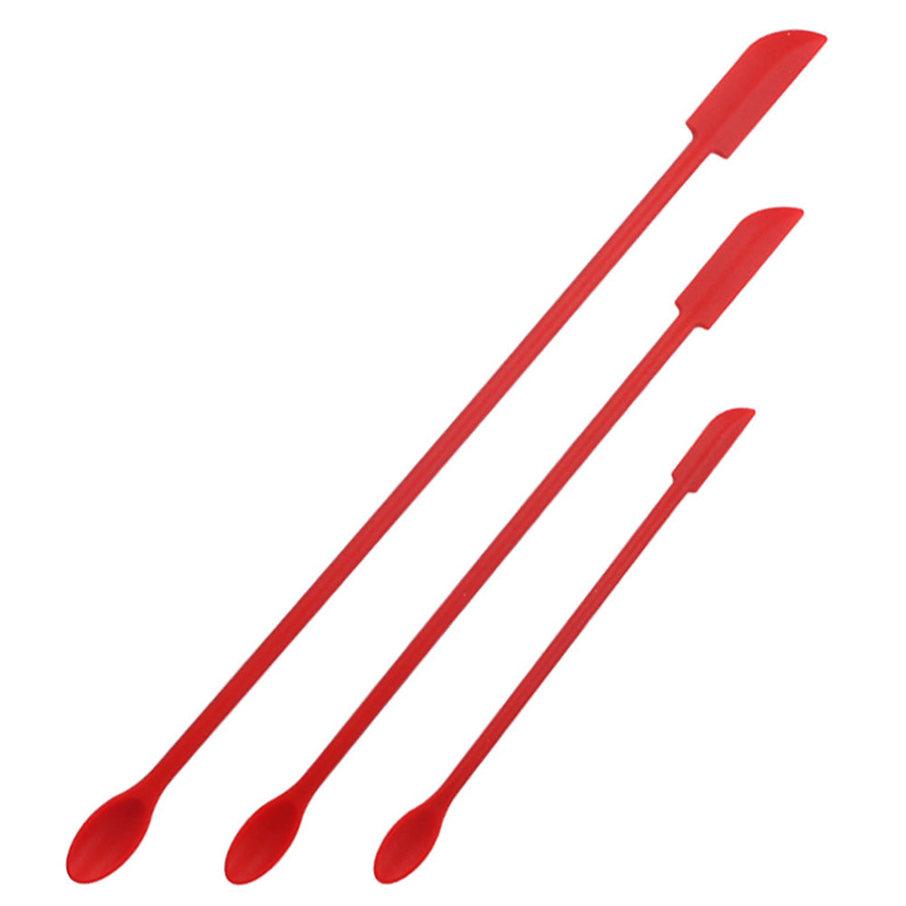 3Pcs Set Mini Silicone Spatula Reusable Cosmetics Splatula Jar Scrapers Red