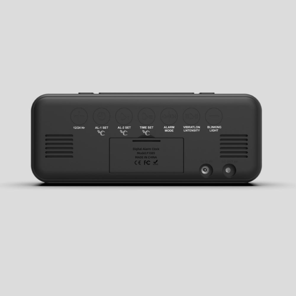 Digital Alarm Clock with Vibration Bed Shaker for Heavy Sleepers Black