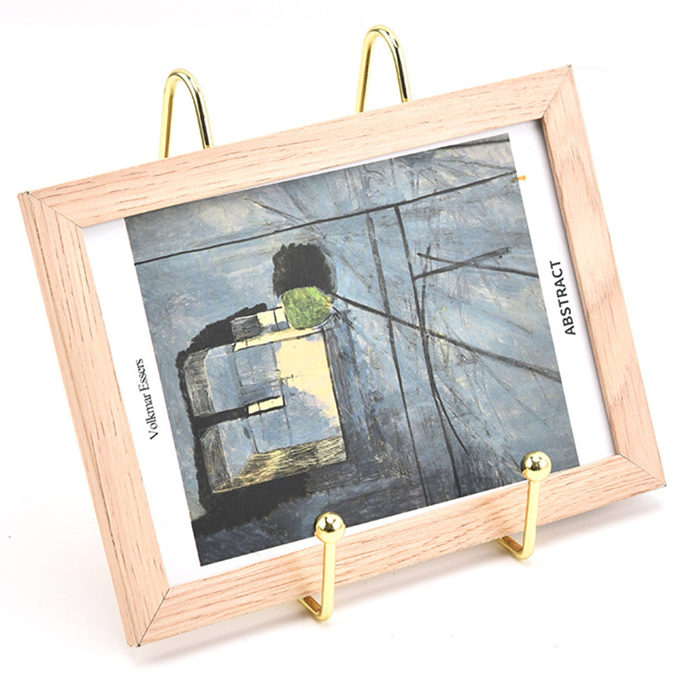 2Pcs Picture Frame Display Stands Photo Pedestal Art Plate Holders Golden