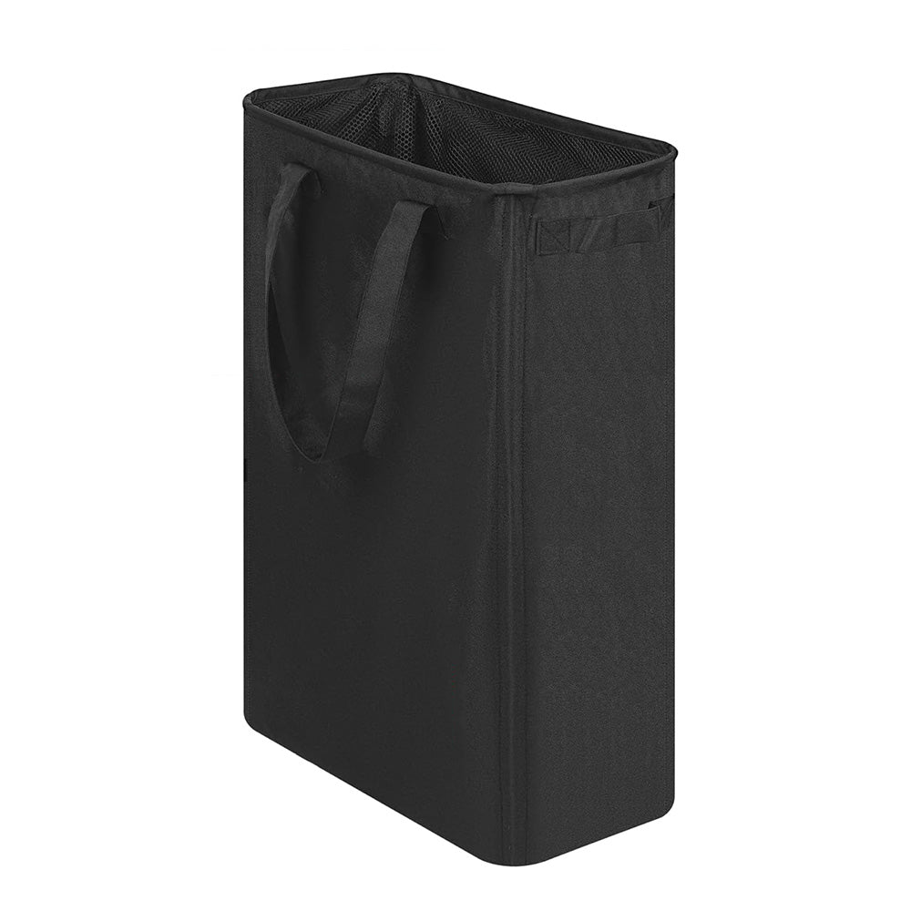 Slim Collapsible Laundry Basket with Handles for Small Spaces Black