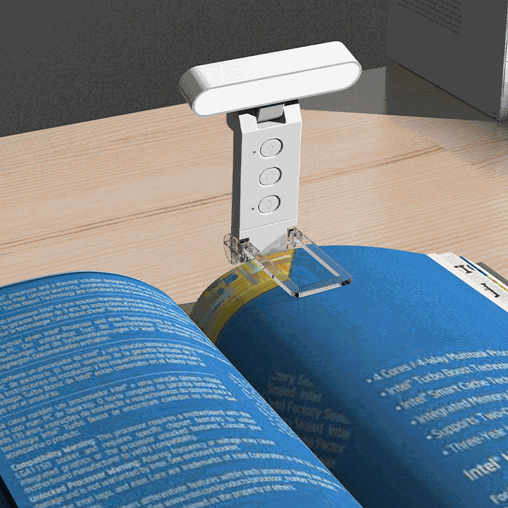 Rechargeable Clip-on Book Light 5 Color Temperatures 6 Brightness Dimmable Reading Light White