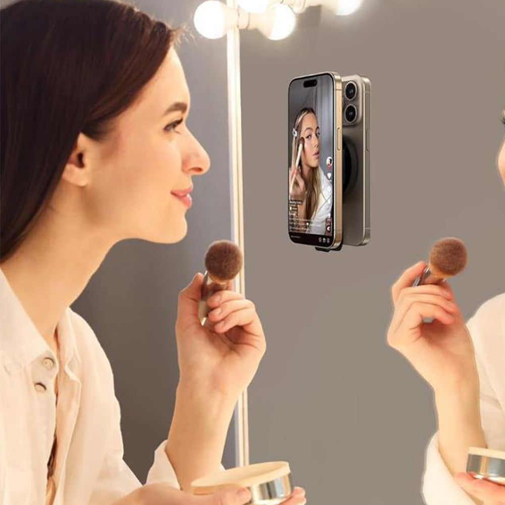 Suction Cup Phone Case Mount Magnetic Phone Grip Holder Stand for Selfies Videos Recording Black