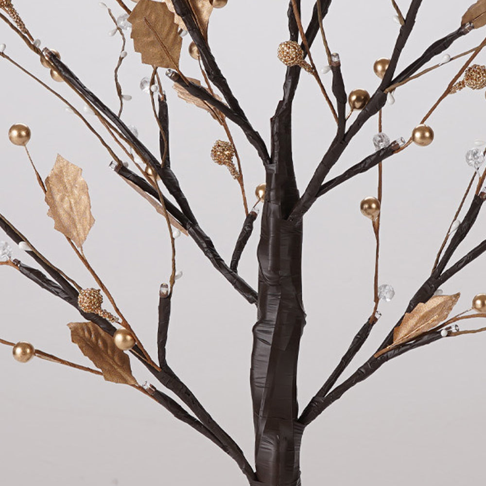 Tabletop Tree Light 24 LED Lighted Tree Decorated Lights Artificial Branch Tree Lamp for Outdoor and Indoor Christmas Decor Gold