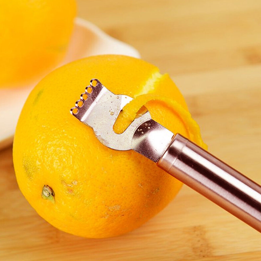 Stainless Steel Citrus Zester Grater Peeler with Channel Knife for Kitchen Rose Gold