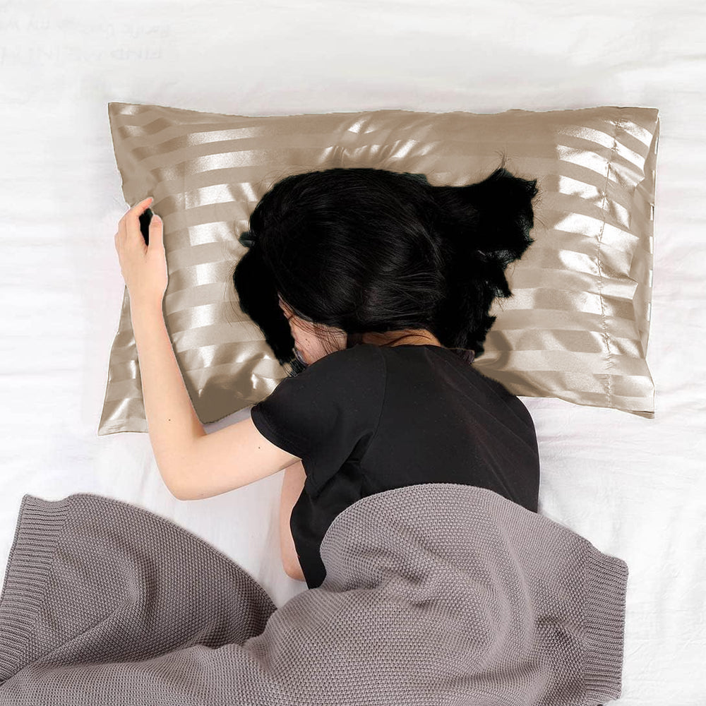 51x76cm Smooth Satin Pillowcase Solid Color Soft Bedding Pillow Cover Khaki