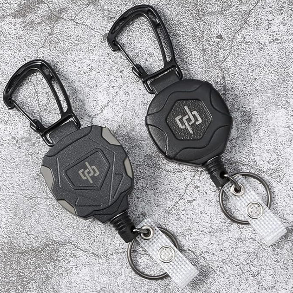 2 Pcs Retractable Keychain Carabiner Badge Key Holder