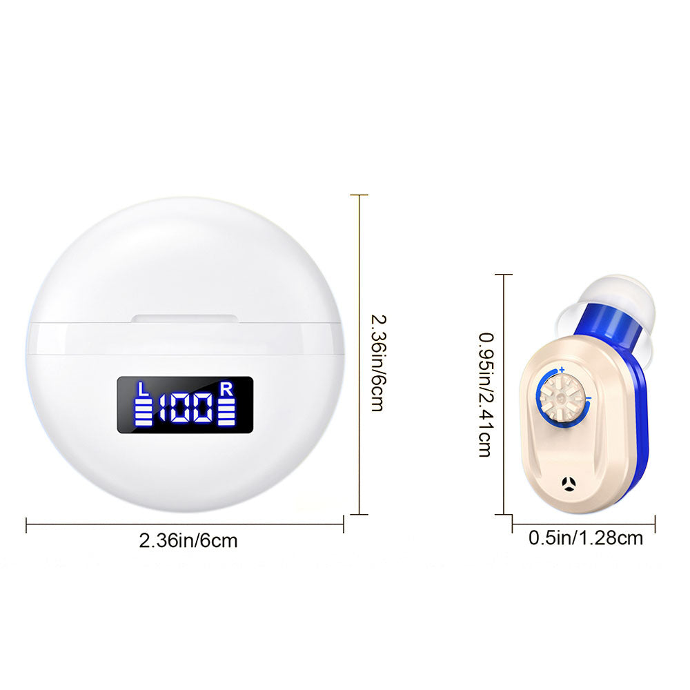 Pair of Invisible Digital Hearing Aids Rechargeable Mini Sound Enhancer Amplifier with Charging Case Style 3