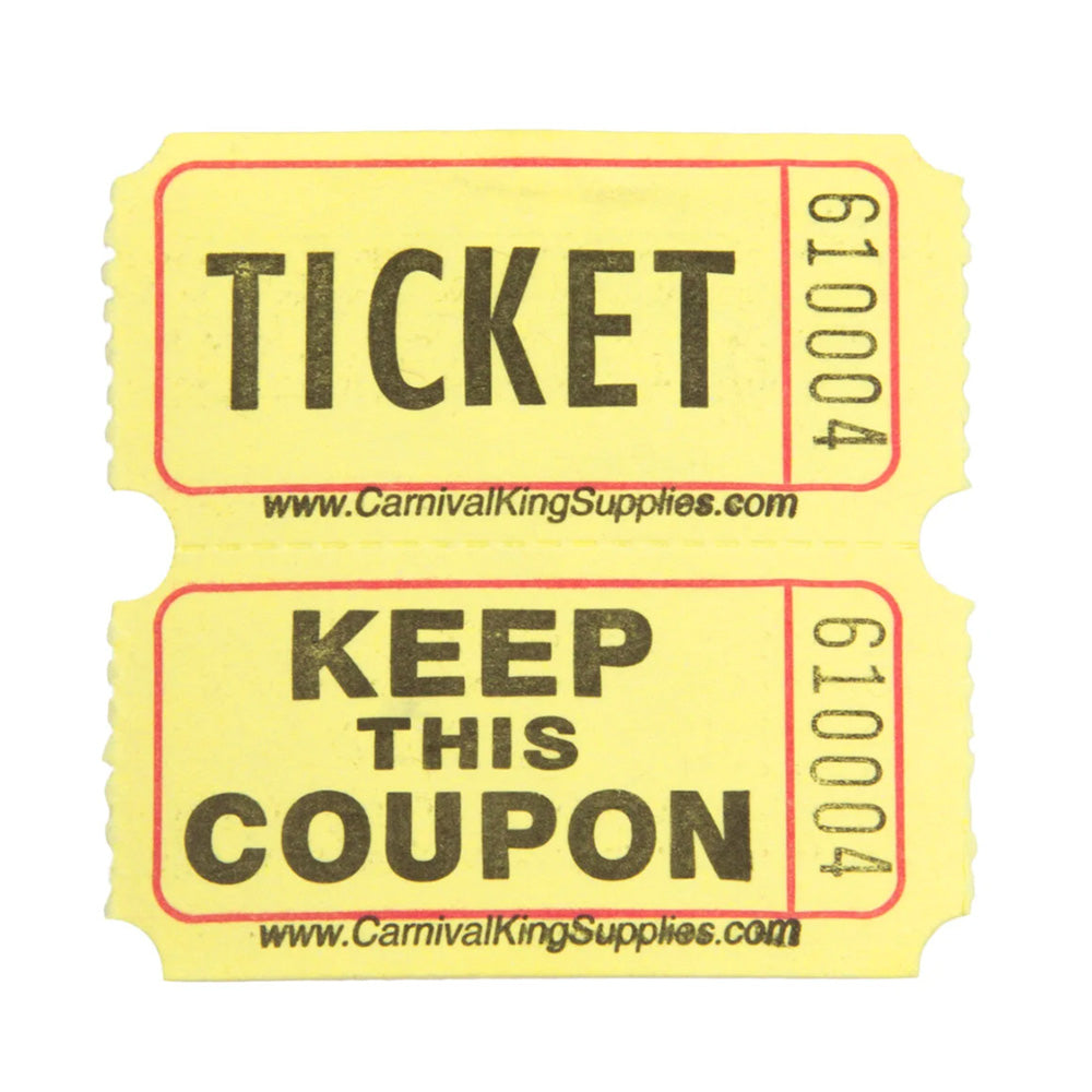 1000Pcs Tacticai Raffle Tickets for Carnivals Events Entry Reward Fundraiser Prizes Yellow
