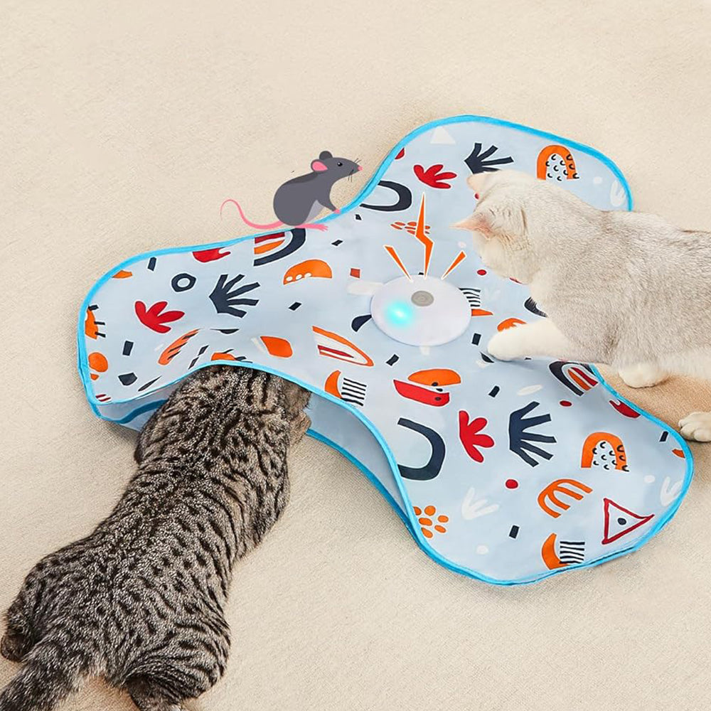 Automatic Interactive Cat Toy with Moving Feather and Sound for Indoor Play Sky Blue