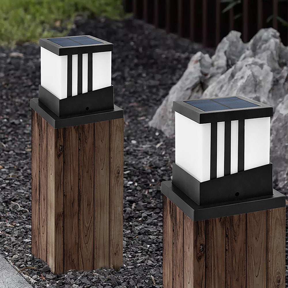 Solar Garden Lights 3 Modes Solar Powered Post Cap Lights IP65 Waterproof Solar Post Light for Deck Garden Patio Fence -Black