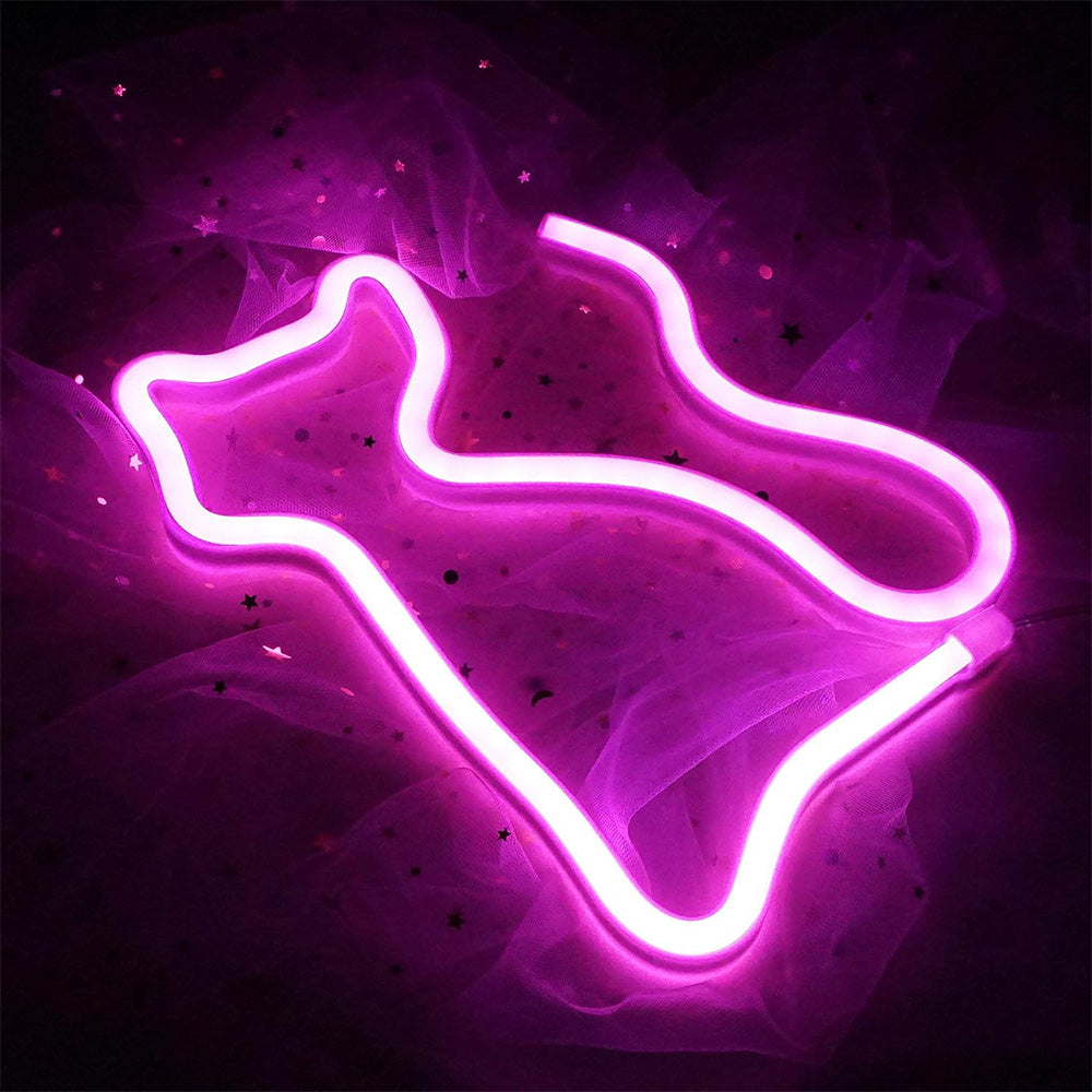 LED Cat Rainbow Neon Sign Night Light Lamp for Bedroom Wall and Bedside Decor Style 2