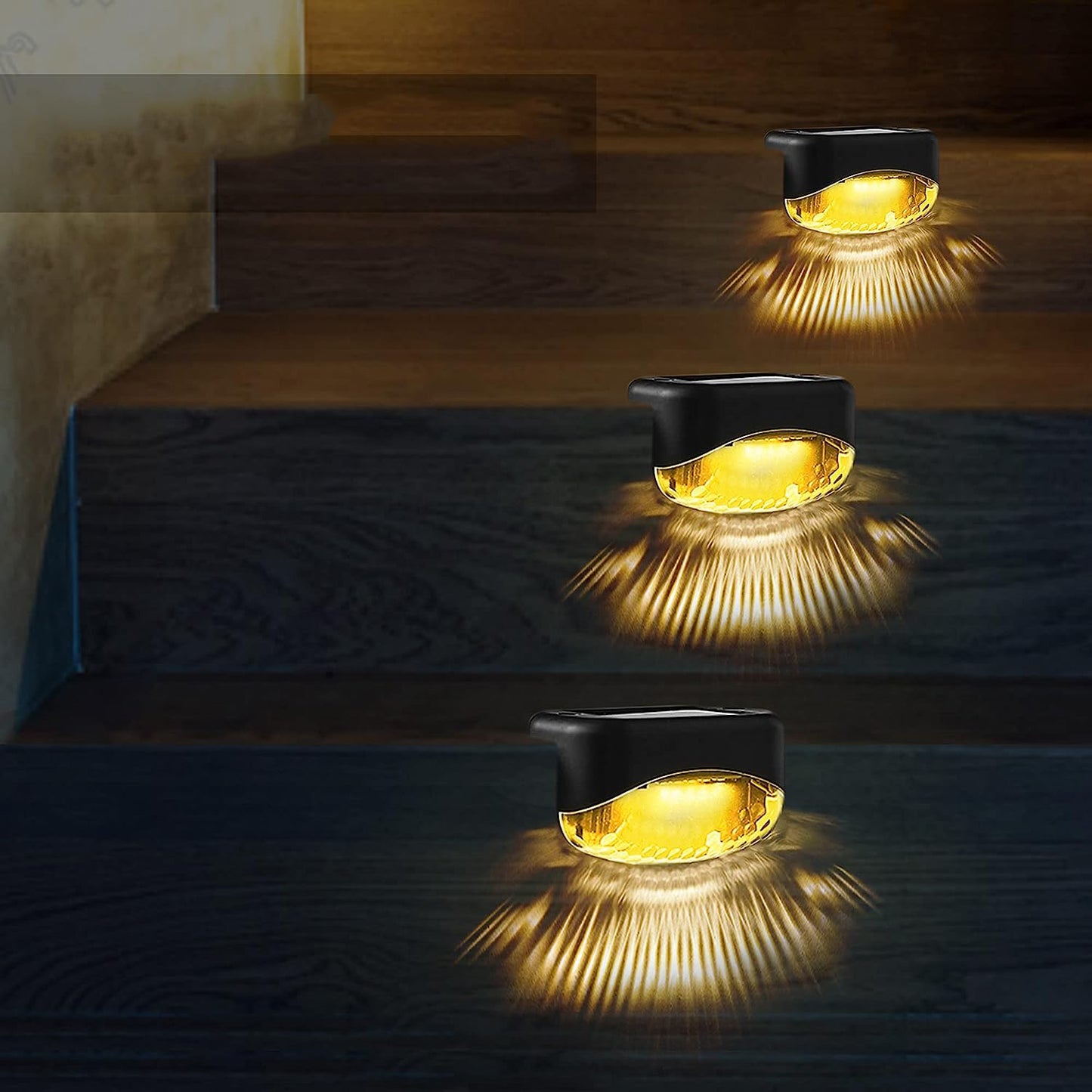 4Pcs Solar Waterproof Fence Yard Lamp Lamp Deck Lights Wall Landscape Lamp -Warm White