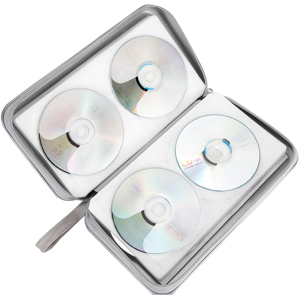 80 Capacity CD Case Holder DVD Disc Storage Binder Wallet for Car Home Office Grey