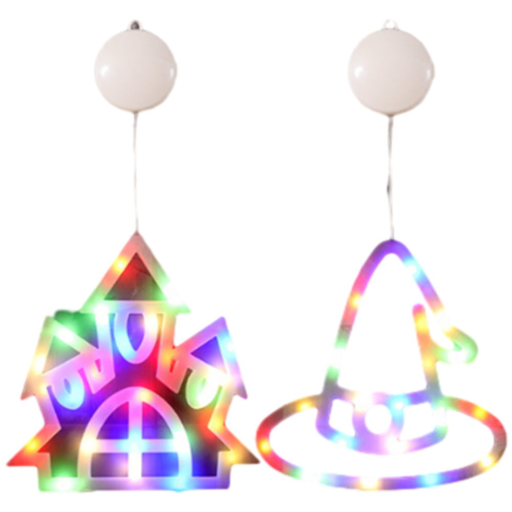 2Pcs Halloween Window LED Light Decorative Suction Mount Lights Battery Operated Style 2