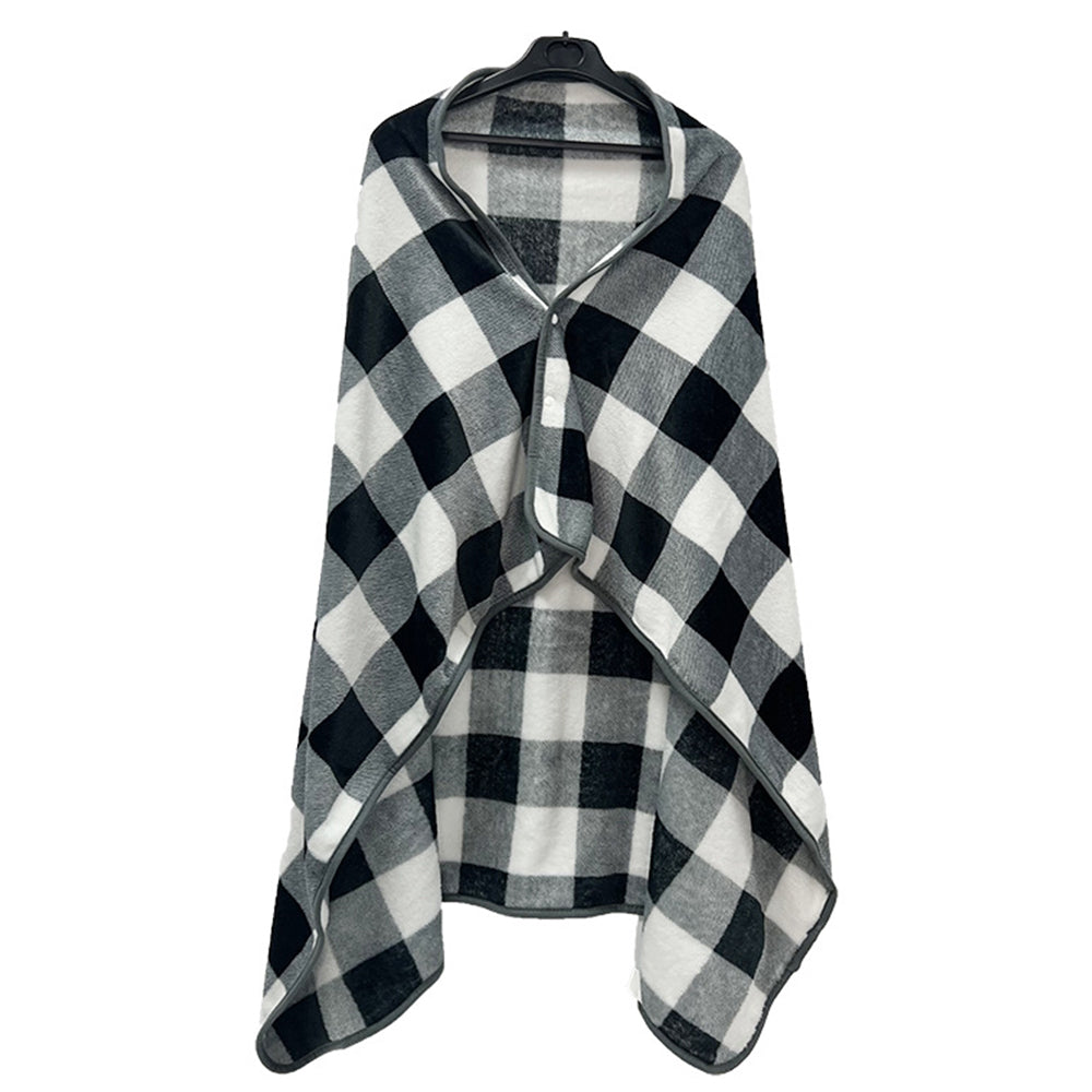 3-in-1 Travel Plane Shawl Blanket Multi-Functional Pillow Cloak Black and White