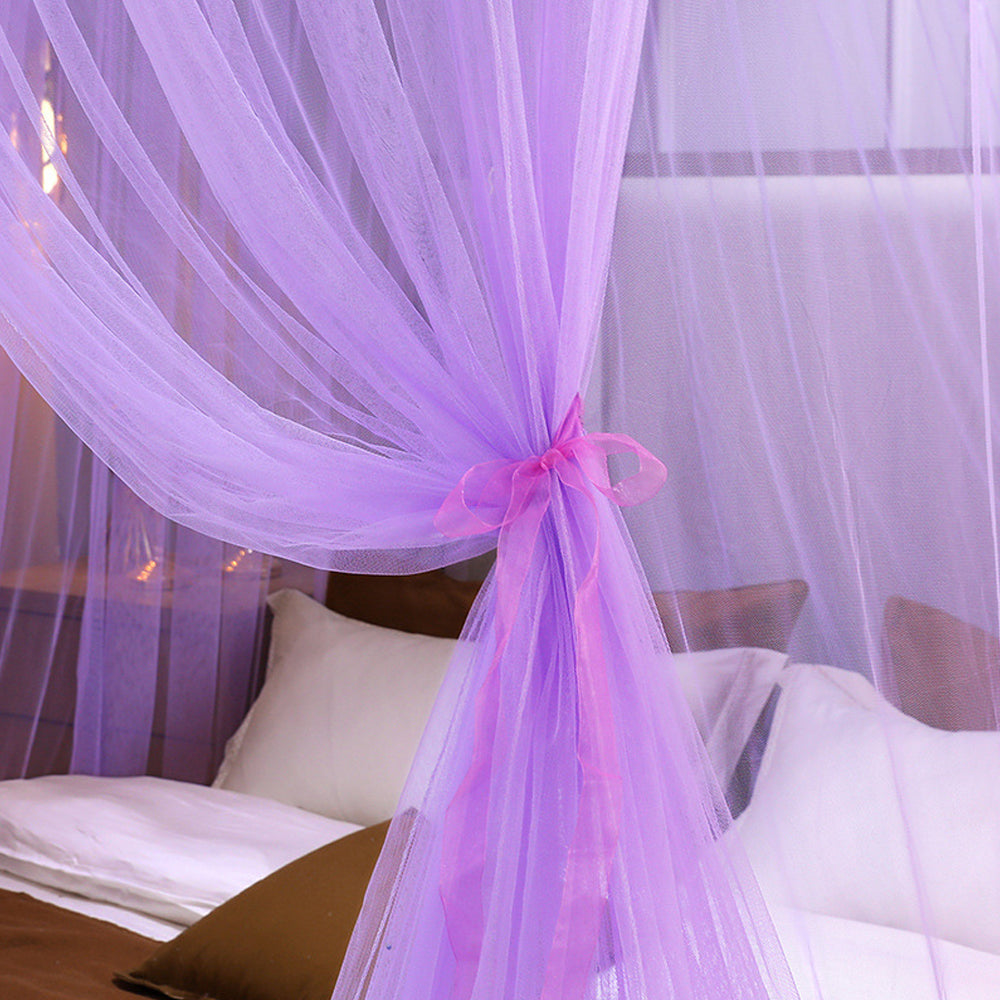 Lace Bed Canopy Drapes Dome Mosquito Net Hanging Bed Curtain Purple