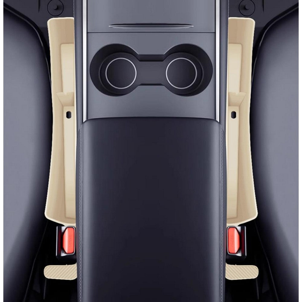 Car Seat Gap Filler Seat Gap Organizer with Phone Holder for SUV Truck-Beige