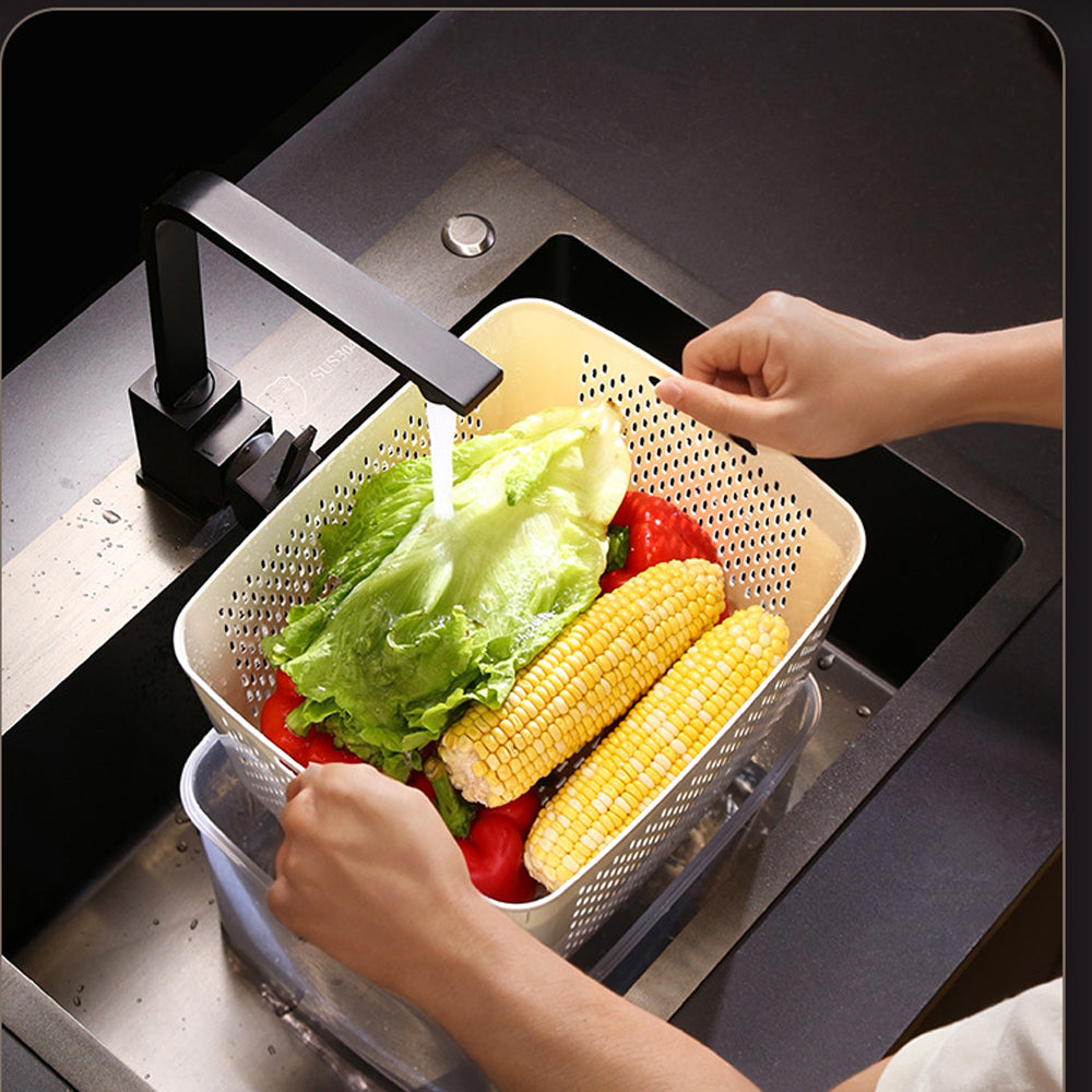 4Piece PP Produce Storage Containers with Drain Baskets