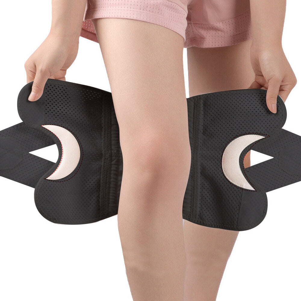 Pair of Adjustable Knee Brace Breathable Knee Support Pads for Workout Sports Black