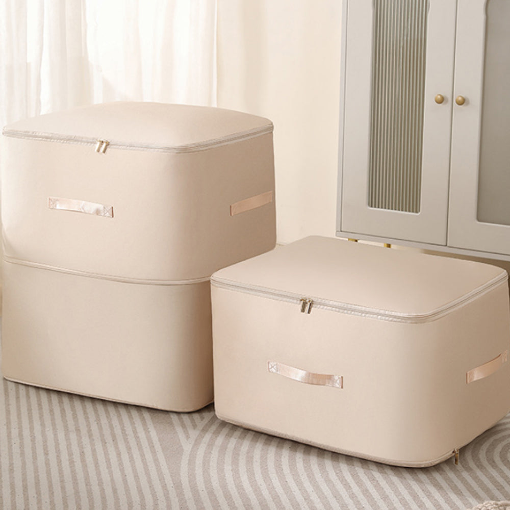 Self Compression Organizer Space Saver Bags Packing Totes for Blankets Clothes Beige