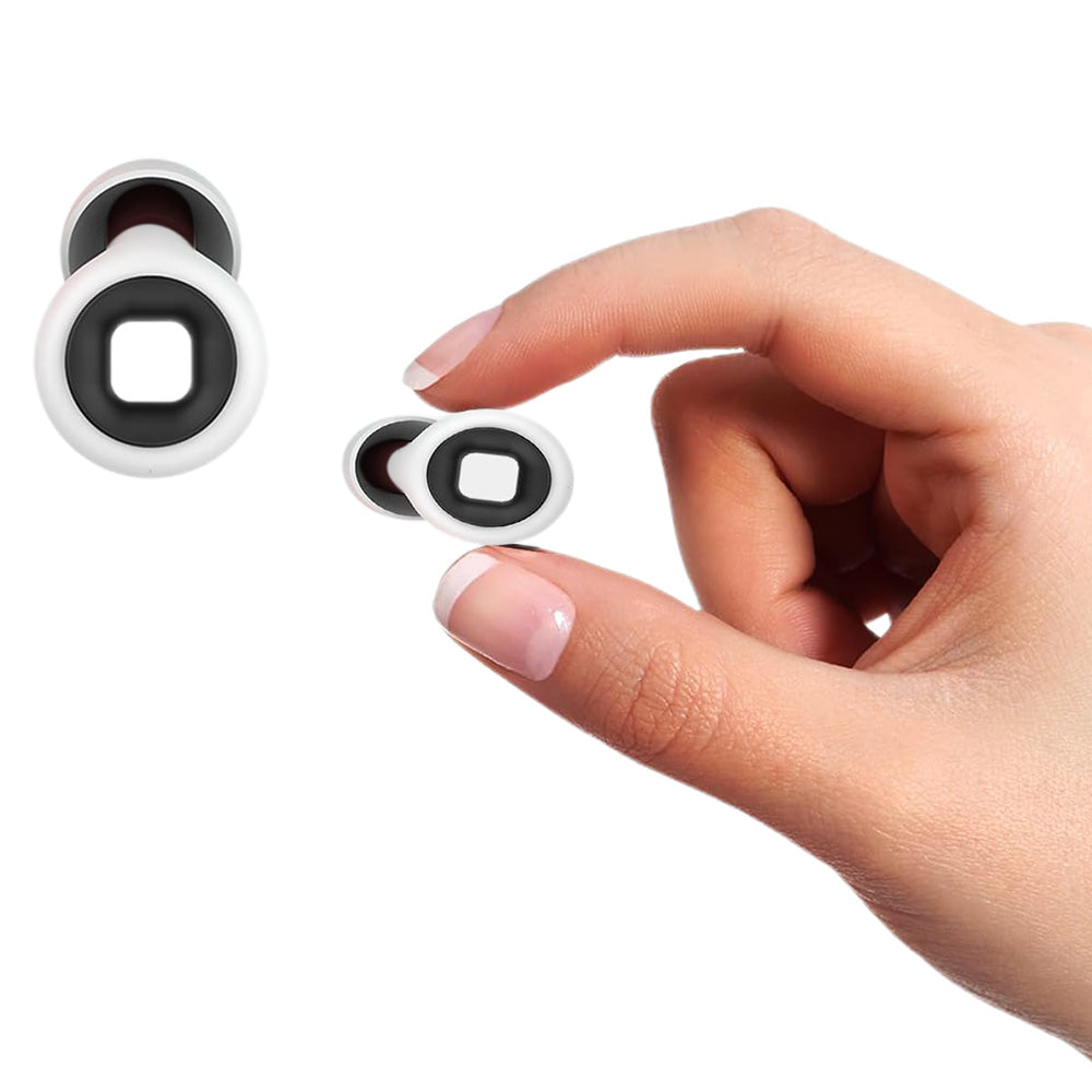 Pair of Reusable Soft Silicone Ear Plugs  Noise Cancelling Sleep Travel Earplugs White