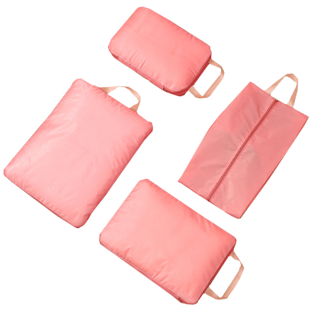 4Pcs Set Travel Compression Packing Cubes for Carry On Suitcases Travel Accessories Pink