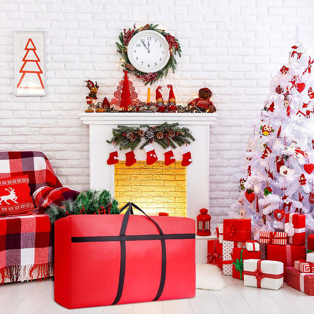 Water-Resistant Christmas Storage Bag Reusable Dustproof Xmas Tree Container Red