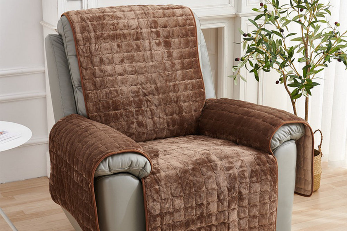 Electric Power Lift Recliner Chair Cover Anti-Slip Fitted Furniture Protector-brown