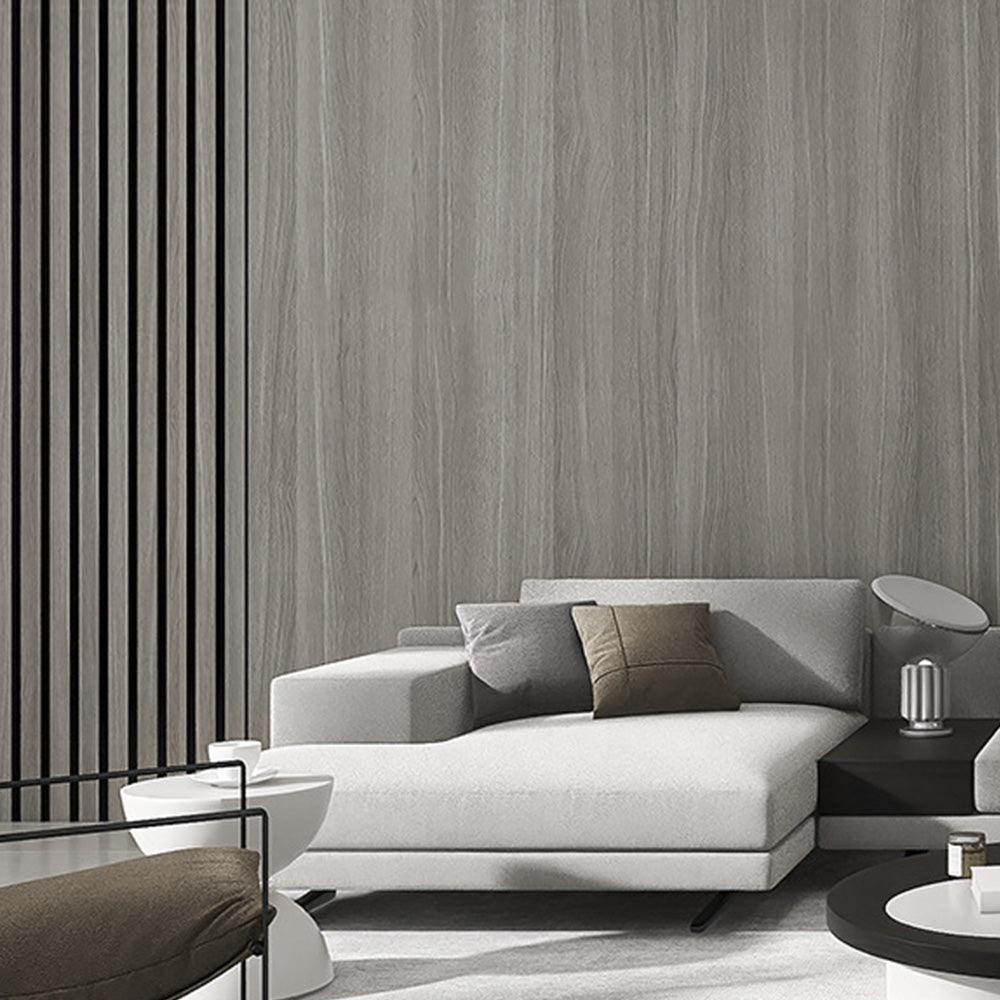 Self Adhesive PVC Slat Wall Panel with Faux Engineered Wood Grain - Grey