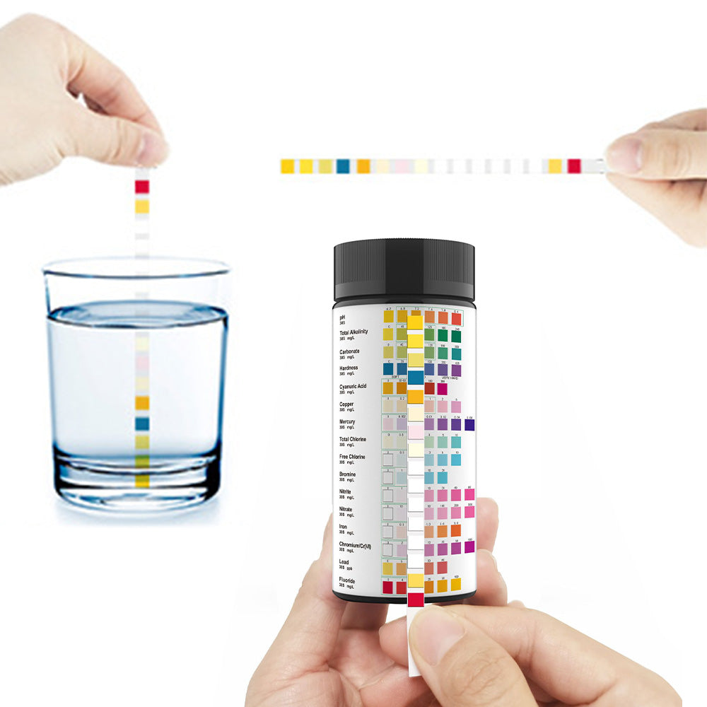 100Pcs 16-in-1 Water Quality Test Strips Water Test Kit for Pool Pond Aquarium Spa Drinking Water