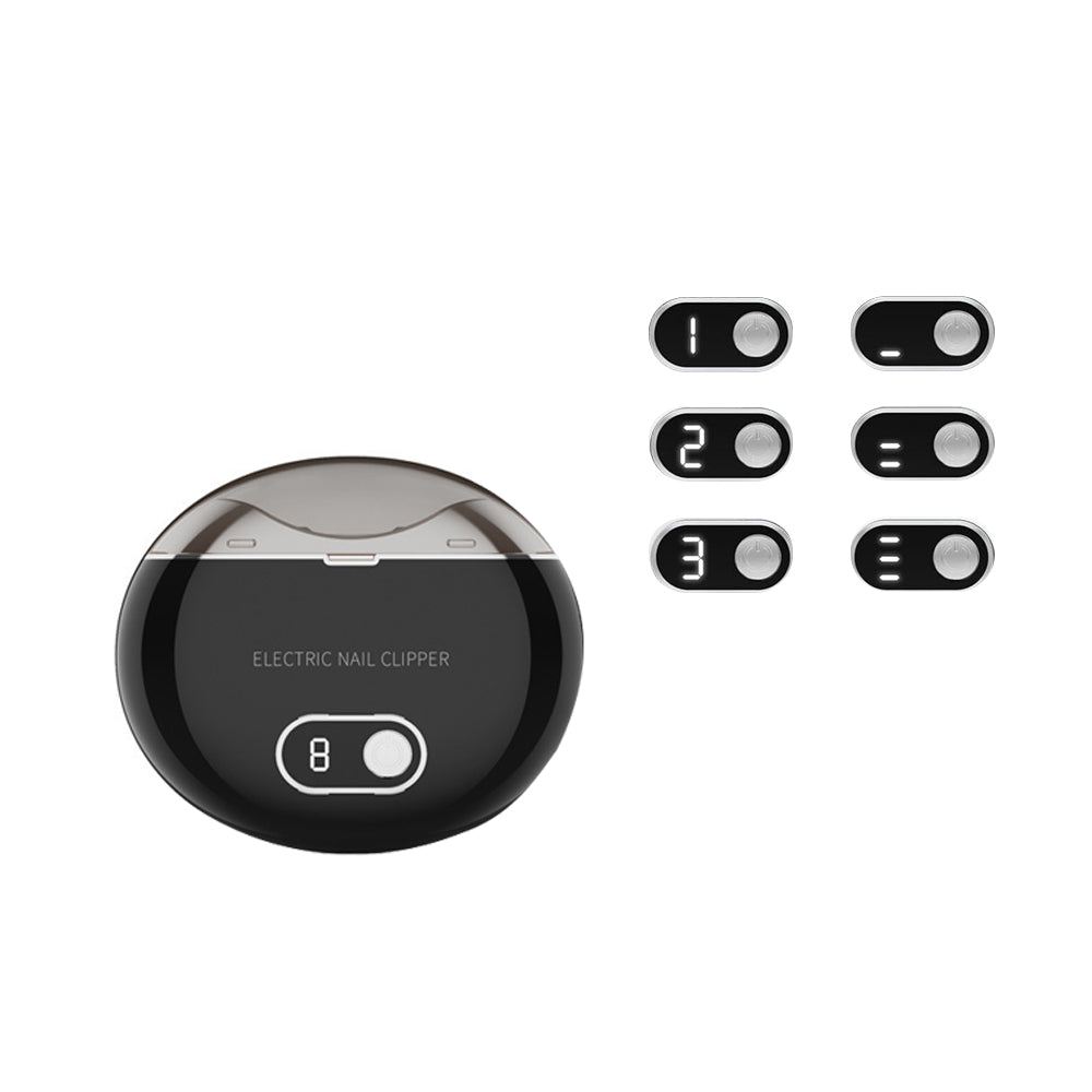 Electric Nail Clipper with Power Display Safe Automatic Nail Trimmer Manicure Tool Black