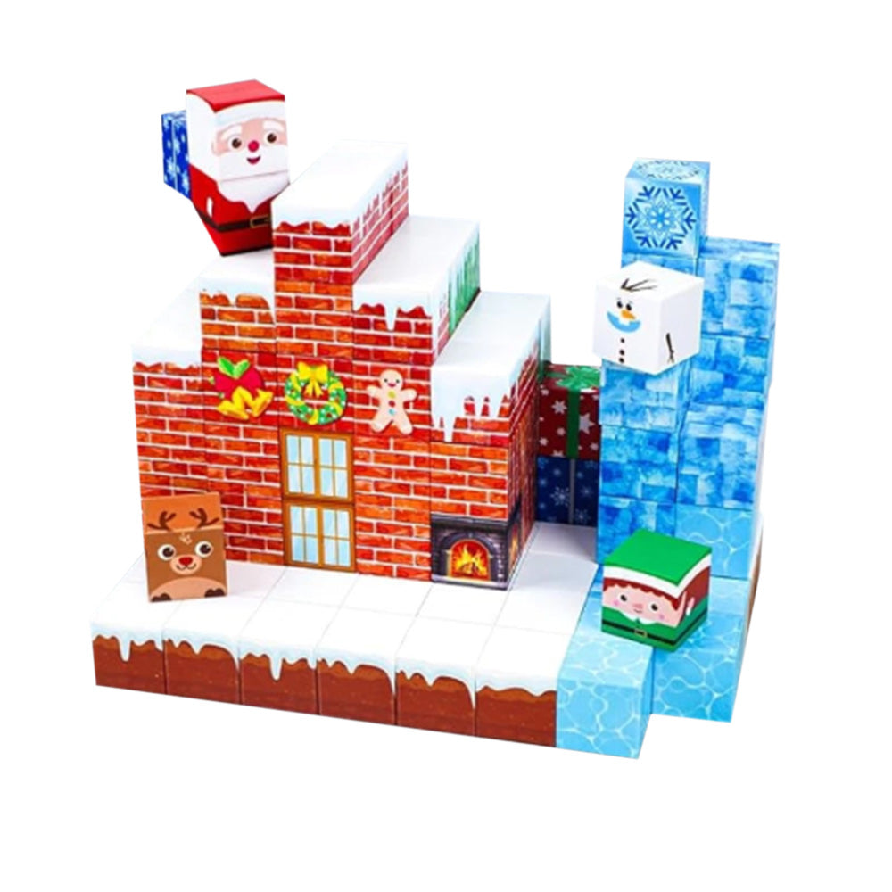 Magnetized Building Blocks for Kids Christmas Themed STEM Learning Cubes Style 2