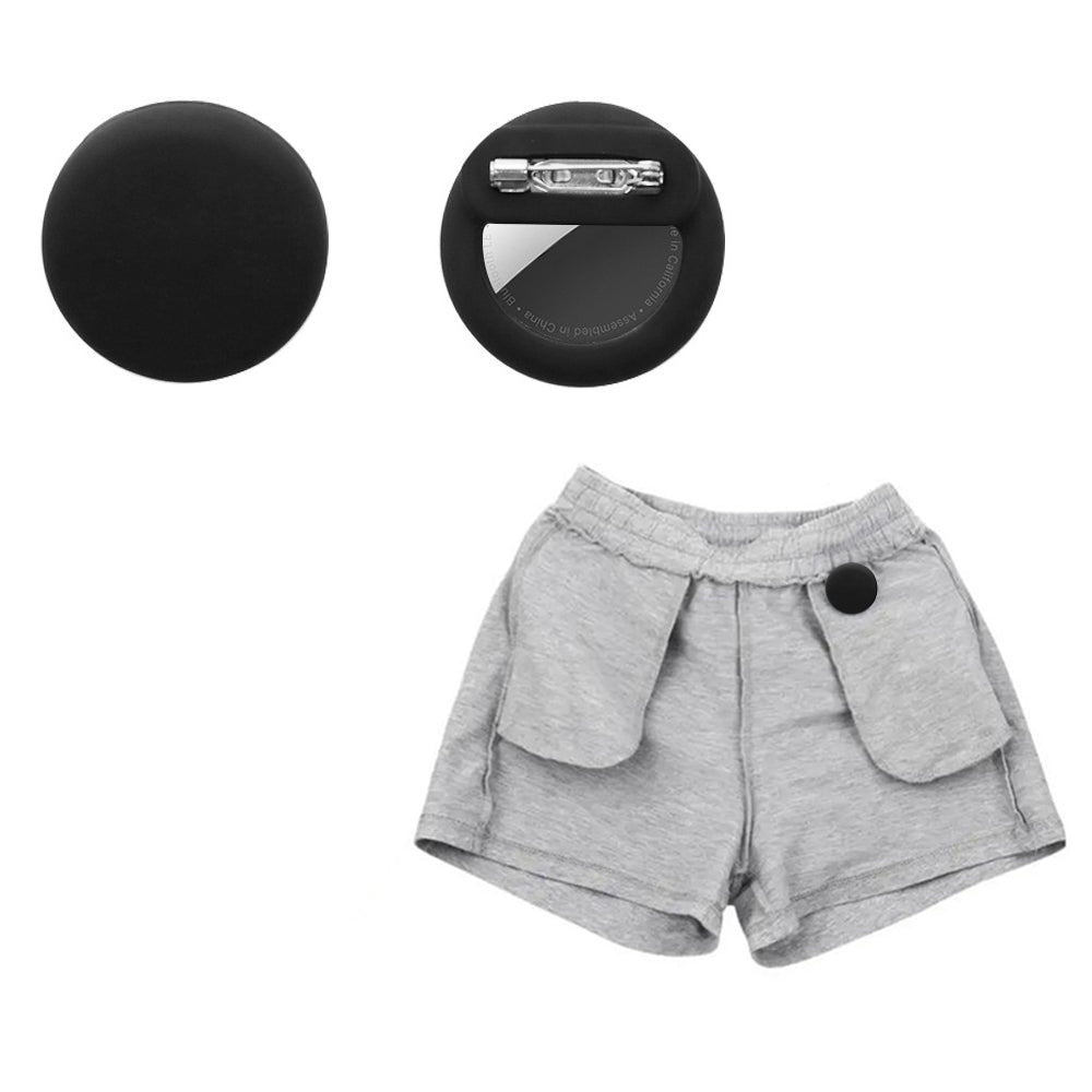 2Pcs For Apple AirTag Holder Hidden Silicone AirTag GPS Tracker Case with Safety Pin Black