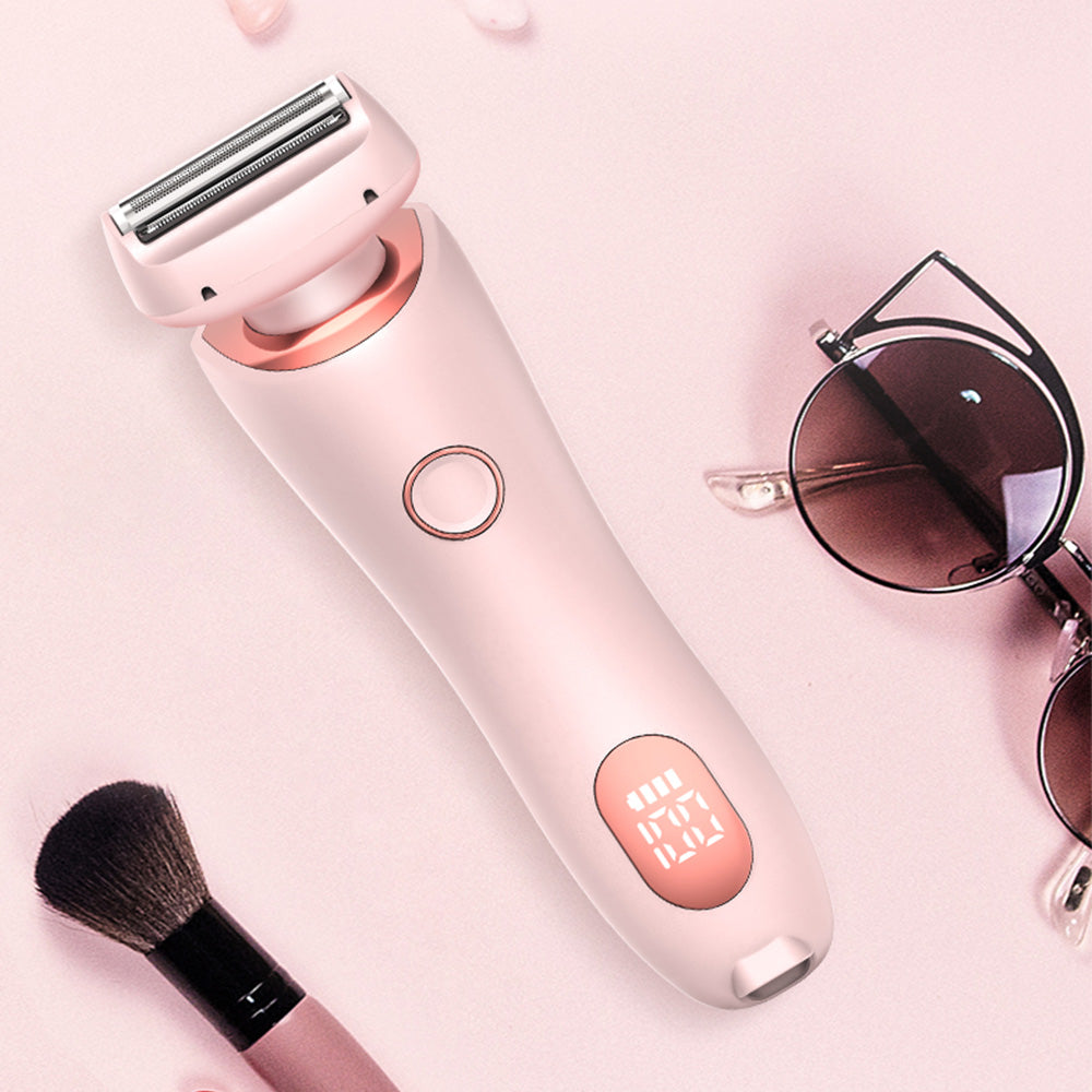 Dual Heads Electric Razor for Women Electric Shaver for Face Underarms Body Hair Pink