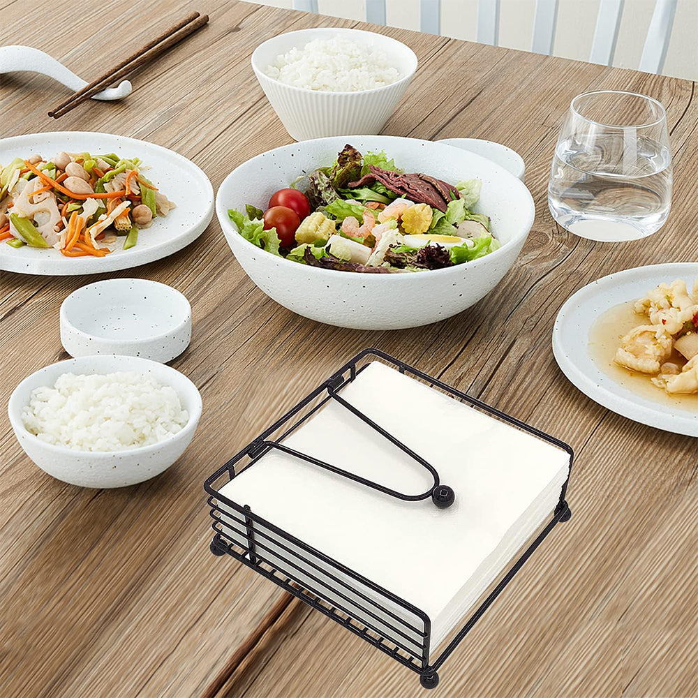 2Pcs Square Paper Napkin Holder for Table Flat Napkin Holder with Weighted Arm