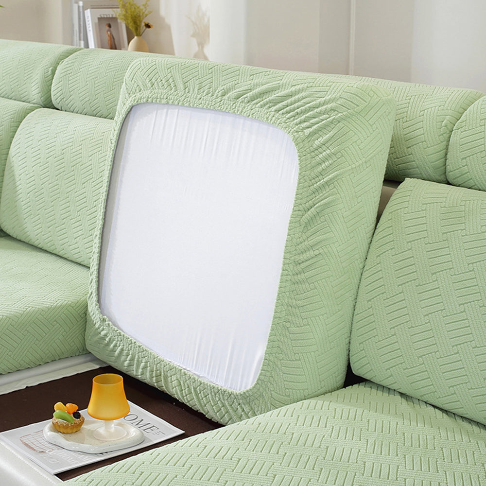 2Pcs Stretch Sofa Cushion Cover Lounge Sofa Seat Slipcover Protector Couch Cover Green