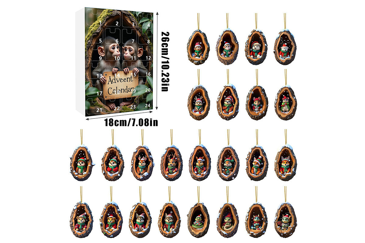 24Pcs Christmas Tree Decoration Hanging Ornaments for Home Holiday -Monkey