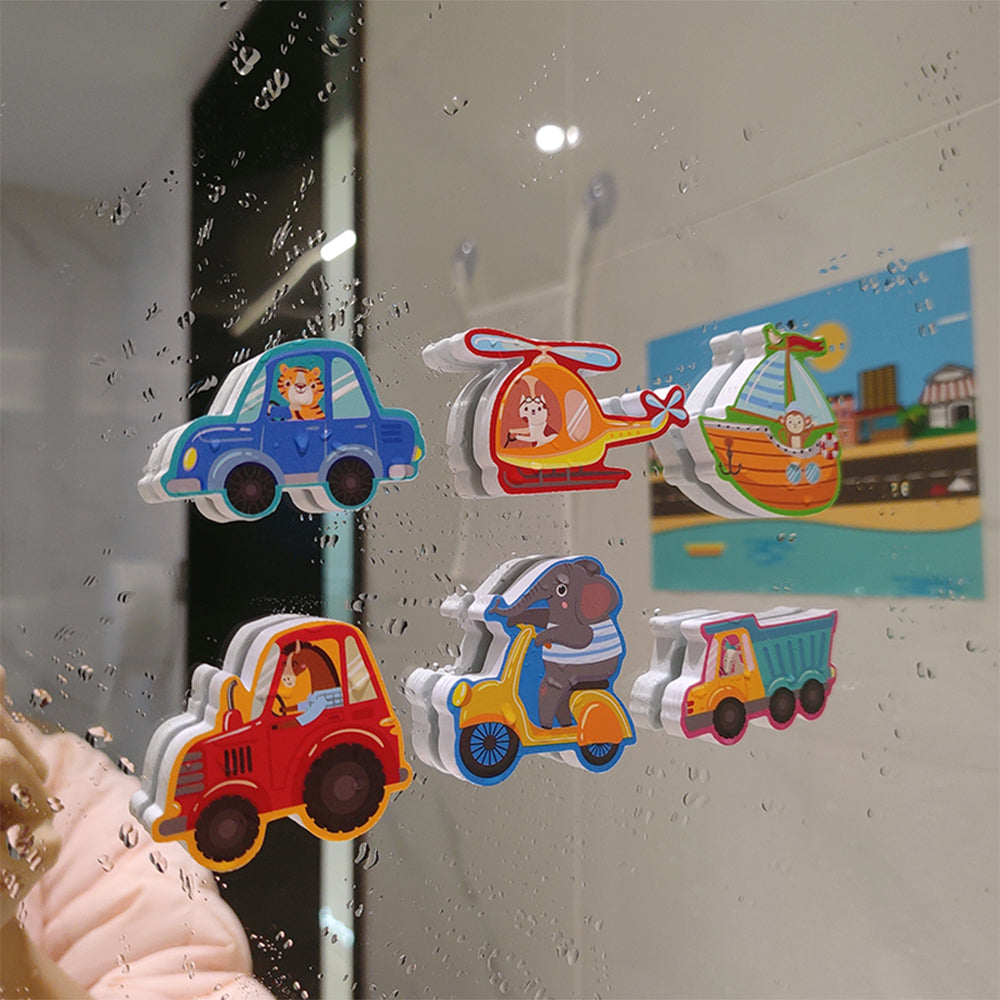 Set of DIY Cartoon Animals Cars Wall Stickers -Green