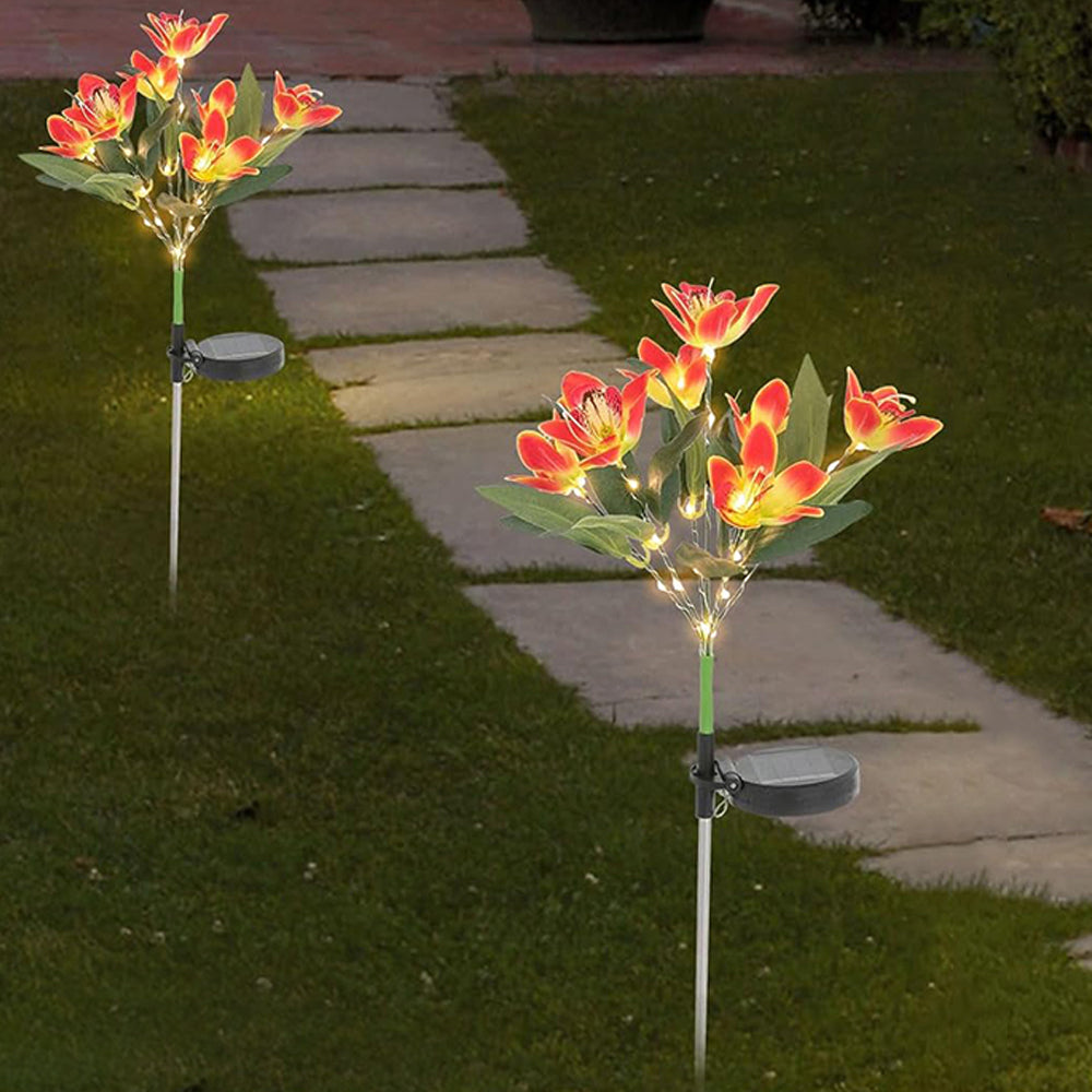 Solar 7-Head Orchid Lights Outdoor Garden Decorative Light Orange