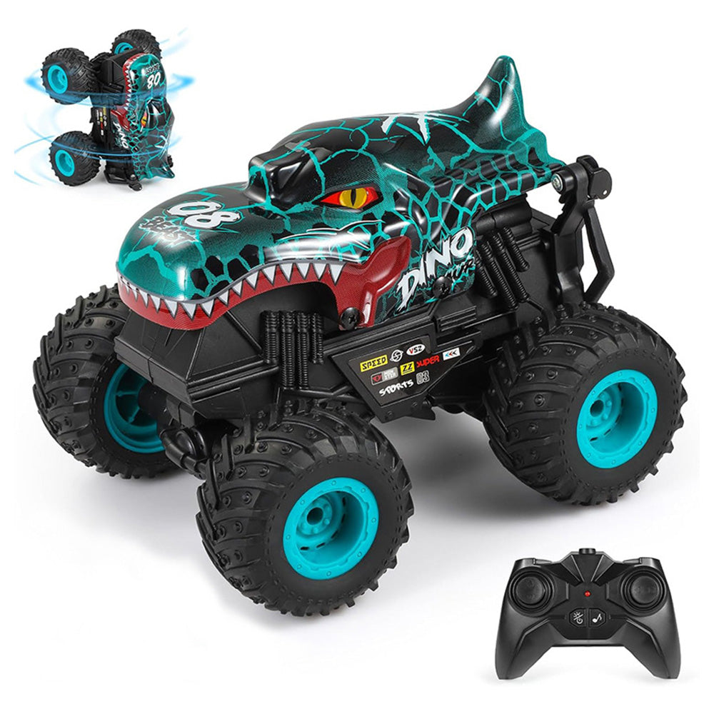 1:20 Scale RC Monster Truck Dinosaur Toy Car with Lights and Music Turquoise