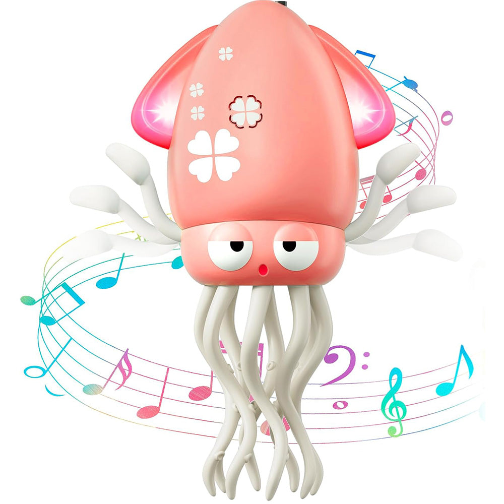 Dancing Electric Octopus Toy �Crawling Musical Squid for Tummy Time Pink