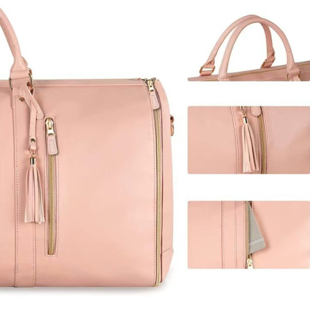 Foldable Duffel Bag Travel Garment Bag with Mini Pocket Pink