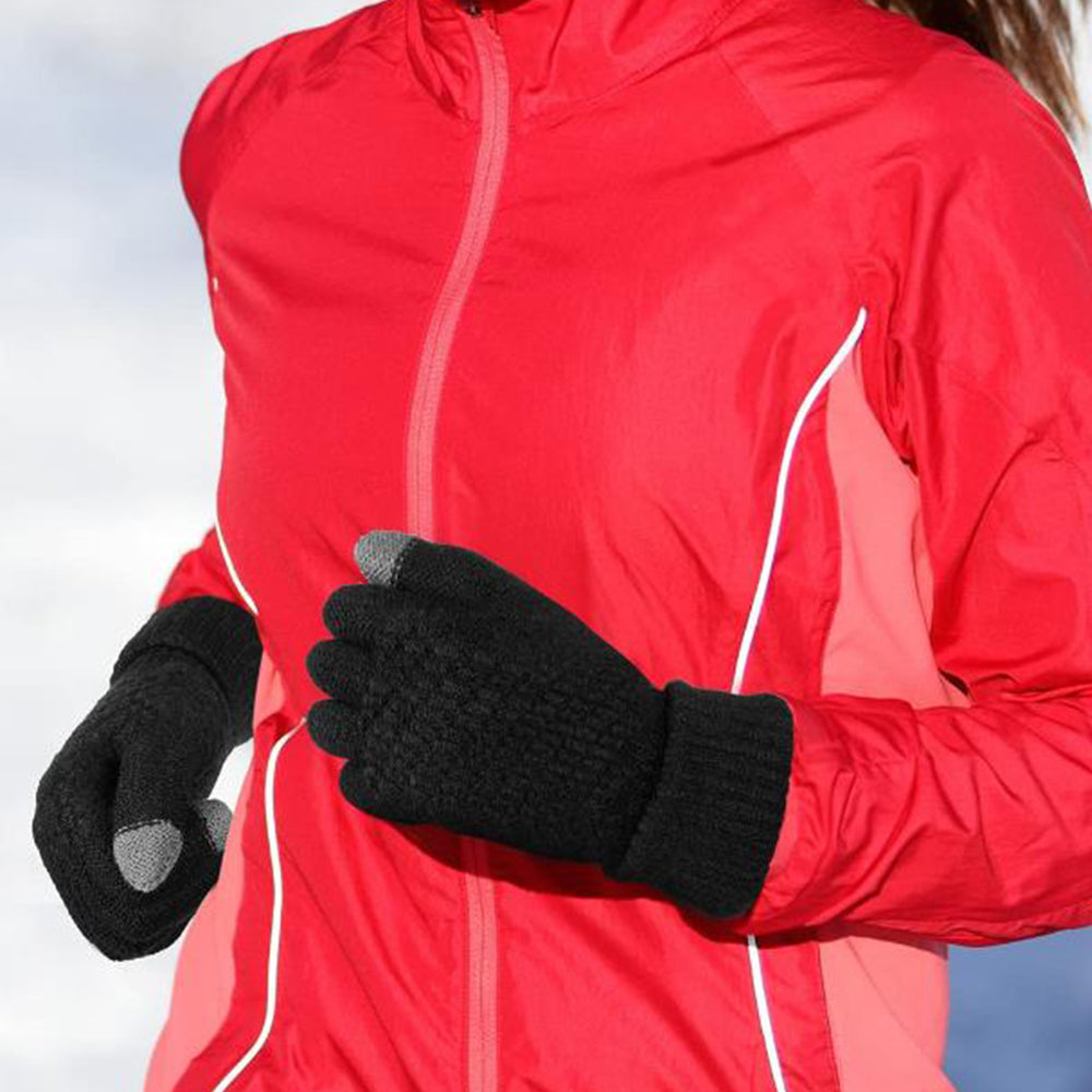 Pair of Winter Thermal Warm Gloves Touchscreen Sports Knit Gloves Black