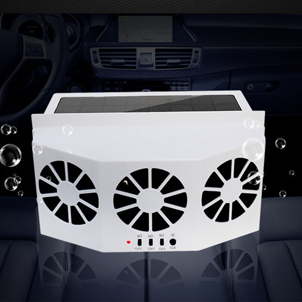 Solar Powered Auto Radiator Ventilation Fan Car Auto Window Air Vent Exhaust Fan White
