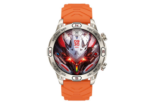 Smart Watch 1.43-Inch Fitness Watch with All Day Heart Rate Sleep Monitor Blood Oxygen Flashlight AI Voice Activity Tracker-Orange