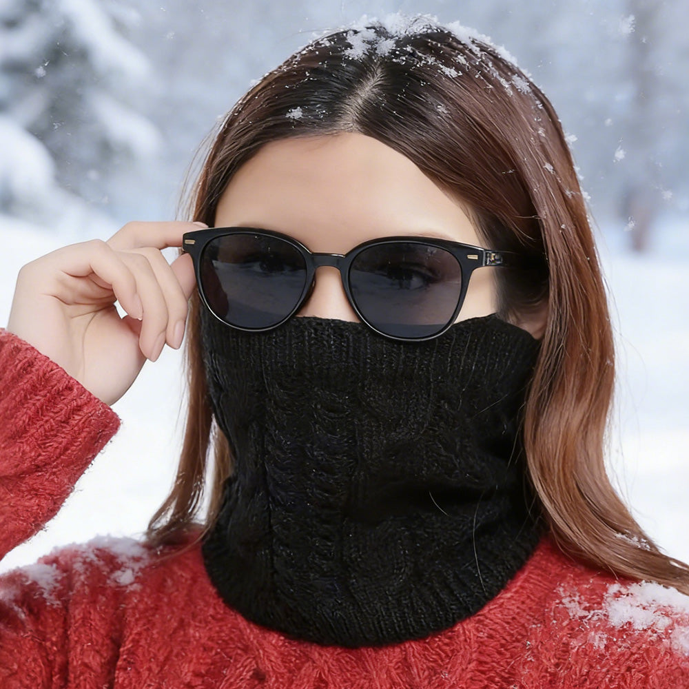 Winter Neck Gaiter Fleece Thick Neck Warmer Cover Ski Gaiters for Men Women-Black