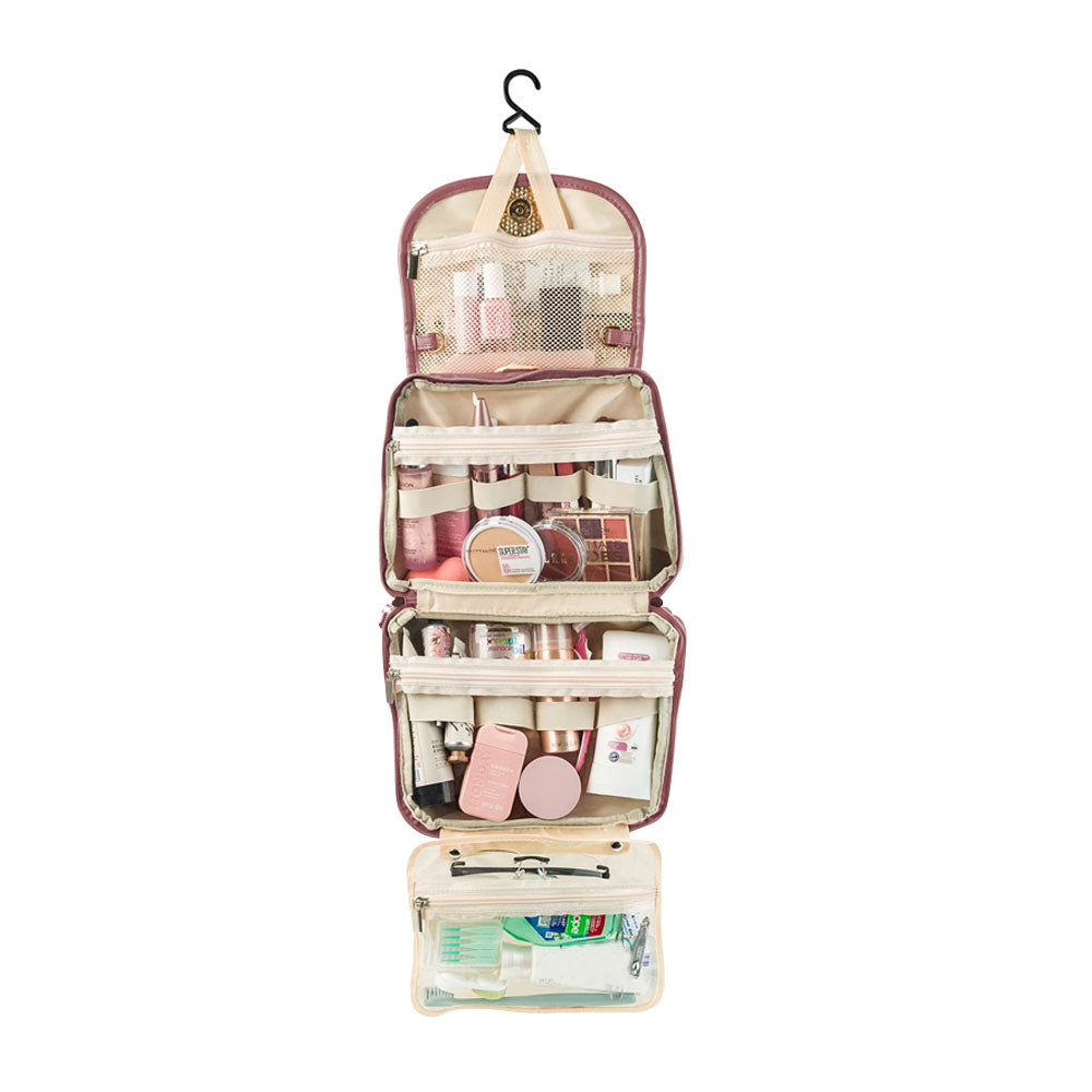 Women Travel Toiletry Bag with Hanging Hook Travel Sling Bag Red