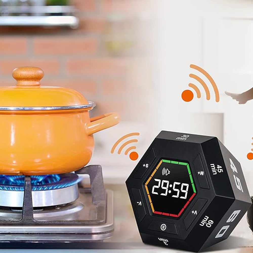 Visual Flip Timer Adjustable Sound Alert Countdown Machine for Office Study Work Black